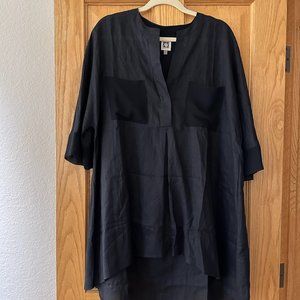 Anne Klein black Linen Top size 1X